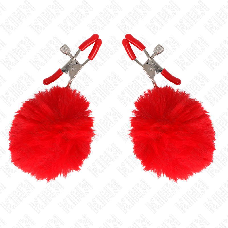 KINK - PINCE A METON BOULE FAUSSE FOURRURE ROUGE 6 CM KINK NIPPLE GRIP