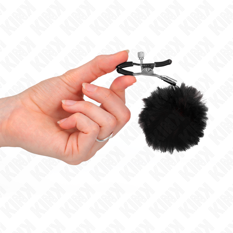 KINK - PINCE A METON BOULE EN FAUSSE FOURRURE NOIR 6 CM KINK NIPPLE GRIP