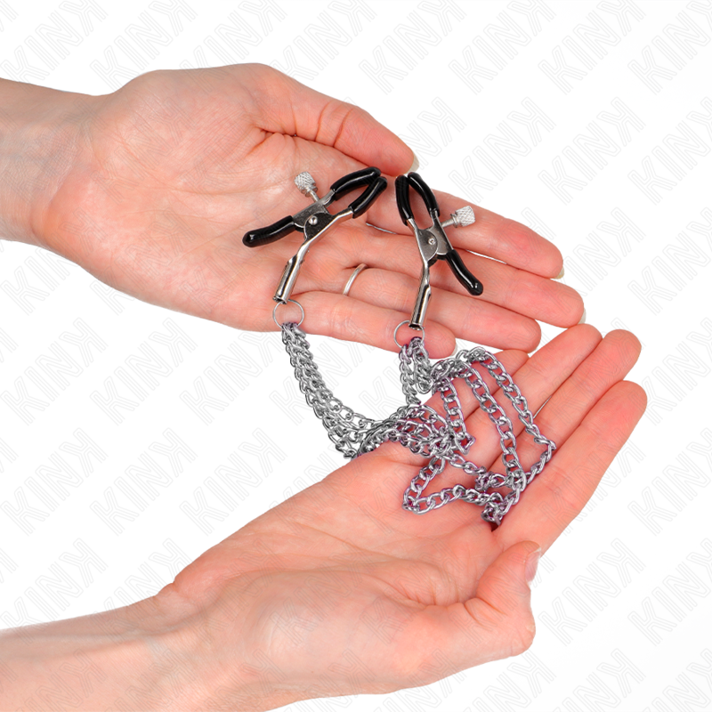 KINK - PINCES À METELIER AVEC 3 CHAÎNES ARGENT 20/23/28 CM KINK NIPPLE GRIP