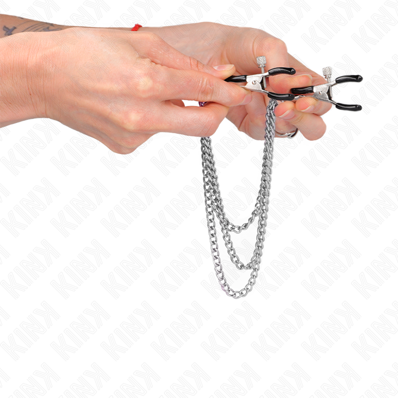 KINK - PINCES À METELIER AVEC 3 CHAÎNES ARGENT 20/23/28 CM KINK NIPPLE GRIP