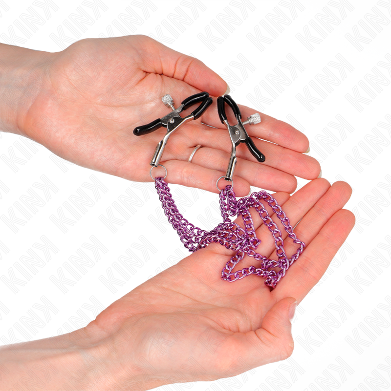 KINK - PINCES À METELIER AVEC 3 CHAÎNES VIOLET 20/23/28 CM KINK NIPPLE GRIP