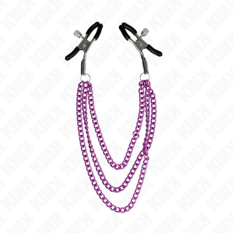 KINK - PINCES À METELIER AVEC 3 CHAÎNES VIOLET 20/23/28 CM KINK NIPPLE GRIP