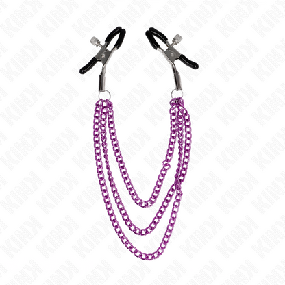 KINK - PINCES À METELIER AVEC 3 CHAÎNES VIOLET 20/23/28 CM KINK NIPPLE GRIP