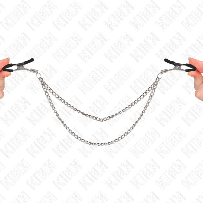 KINK - PINCES À TETEAUX AVEC 2 CHAÎNES ÉPAISSES ARGENT 20/23 CM KINK NIPPLE GRIP