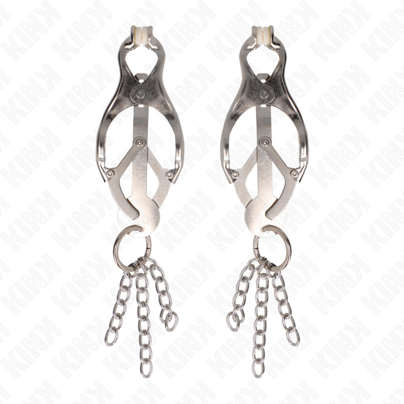 KINK - PINCES À METELLES TRÈFLE JAPONAIS AVEC PETITES CHAÎNES ARGENT KINK NIPPLE GRIP