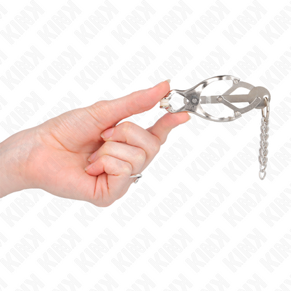 KINK - PINCES À METELLES TRÈFLE JAPONAIS AVEC PETITES CHAÎNES ARGENT KINK NIPPLE GRIP
