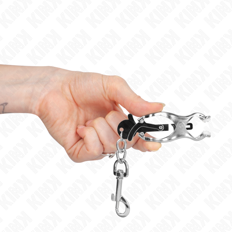 KINK - PINCES À METELLES TRÈFLE JAPONAIS AVEC CROCHETS ARGENT KINK NIPPLE GRIP