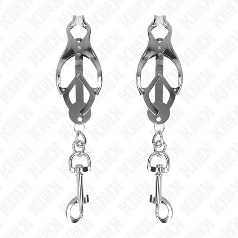 KINK - PINCES À METELLES TRÈFLE JAPONAIS AVEC CROCHETS ARGENT KINK NIPPLE GRIP
