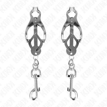KINK - PINCES À METELLES TRÈFLE JAPONAIS AVEC CROCHETS ARGENT KINK NIPPLE GRIP