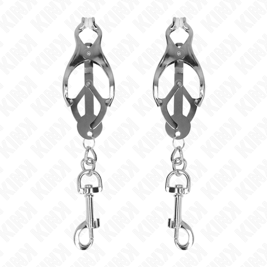 KINK - PINCES À METELLES TRÈFLE JAPONAIS AVEC CROCHETS ARGENT KINK NIPPLE GRIP
