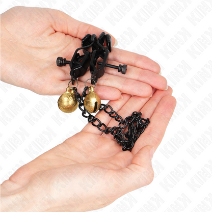KINK - PINCES À METON CHAÎNE PLATE ET CLOCHE ARGENT 30 CM KINK NIPPLE GRIP