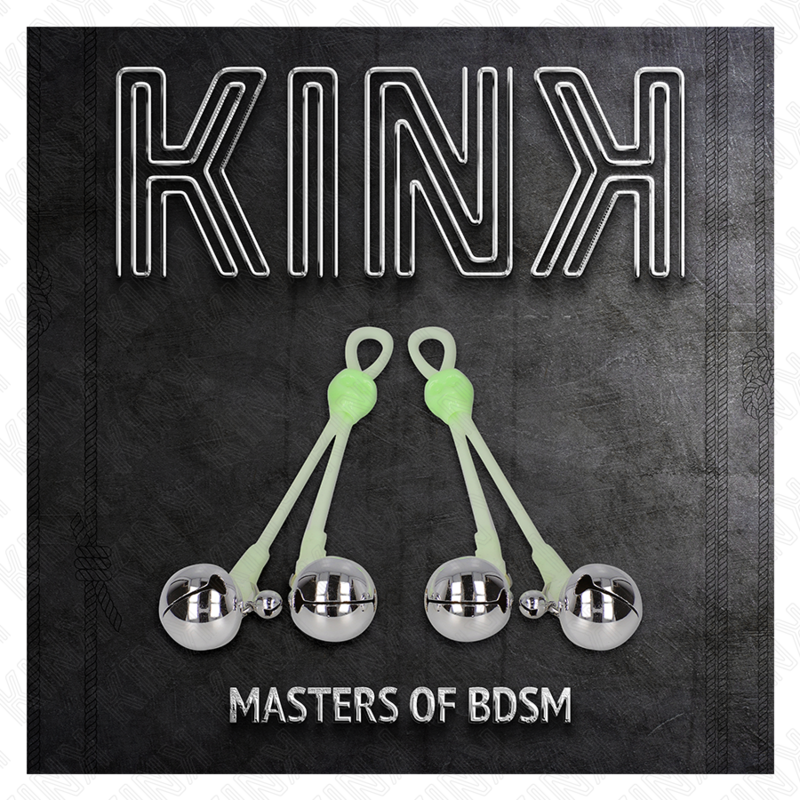 KINK - PINCES À TETON LUMINEUSES CRÂNE AVEC ANNEAU CLOCHES RÉGLABLES VERT / ARGENT KINK NIPPLE GRIP