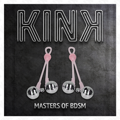 KINK - PINCES À TÉLÉPIN LUMINEUSES CRÂNE AVEC ANNEAU CLOCHES RÉGLABLES ROSE / ARGENT KINK NIPPLE GRIP