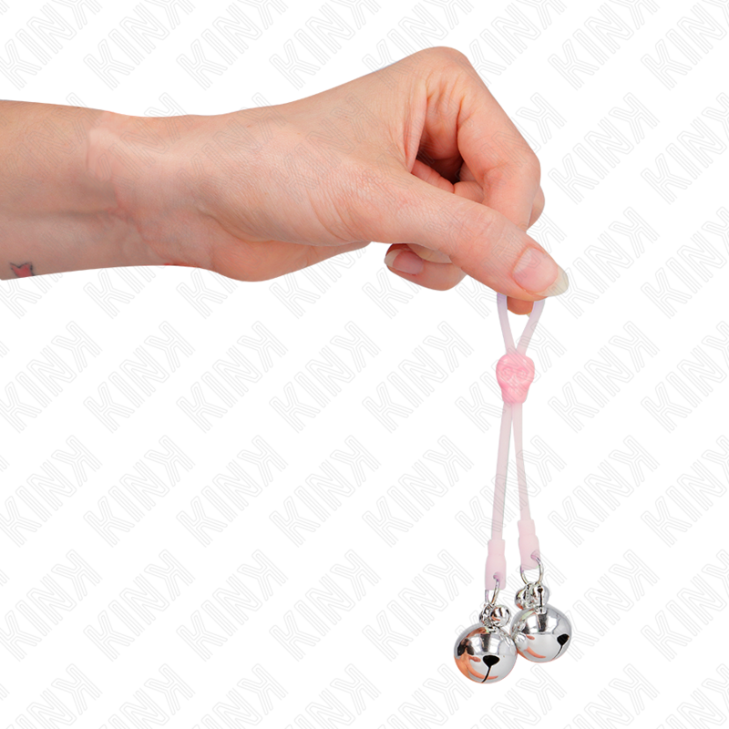 KINK - PINCES À TÉLÉPIN LUMINEUSES CRÂNE AVEC ANNEAU CLOCHES RÉGLABLES ROSE / ARGENT KINK NIPPLE GRIP