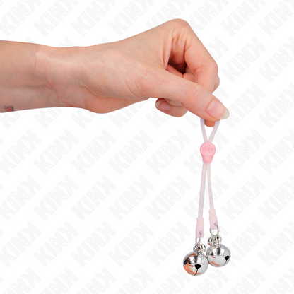 KINK - PINCES À TÉLÉPIN LUMINEUSES CRÂNE AVEC ANNEAU CLOCHES RÉGLABLES ROSE / ARGENT KINK NIPPLE GRIP