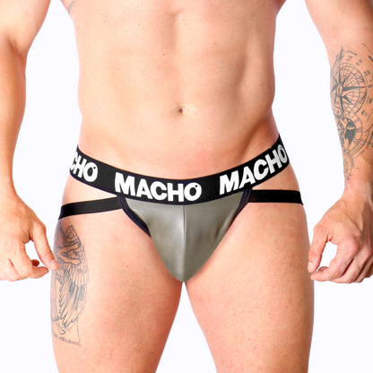 MACHO - MX27GR JOCK CUIR GRIS BEIGE M MACHO UNDERWEAR