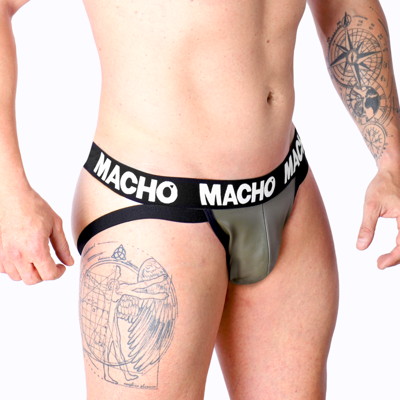 MACHO - MX27GR JOCK CUIR GRIS BEIGE S MACHO UNDERWEAR