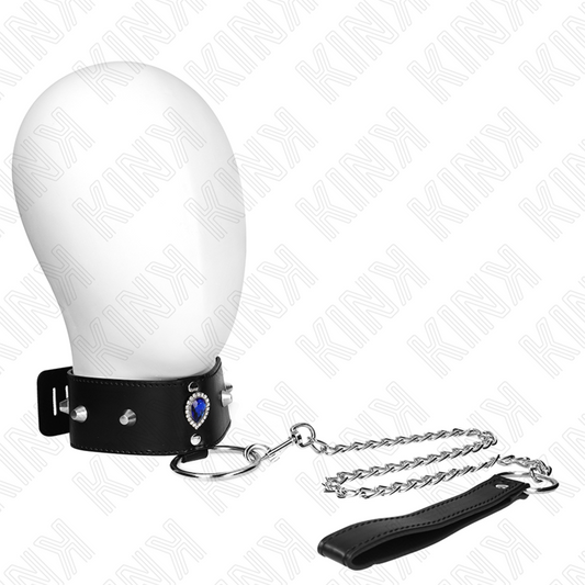 KINK - COLLIER 65 CM AVEC BRACELET AVEC DIAMANTS BLEU AJUSTABLE 36-43 CM X 5 CM KINK COLLAR & GAG