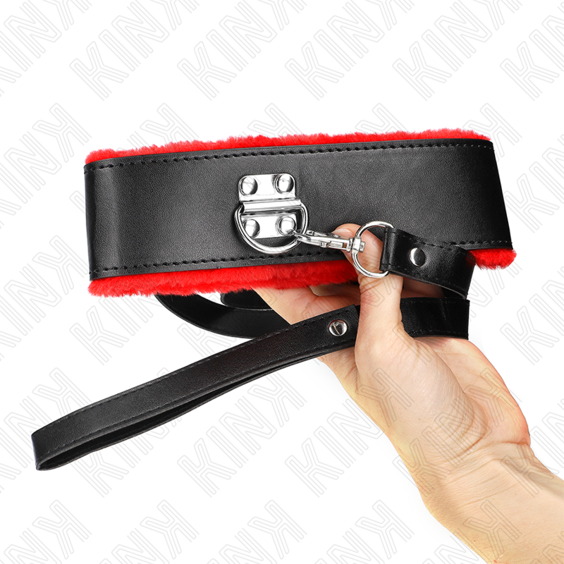 KINK - COLLIER AVEC CEINTURE 116 CM AVEC BRACELET EN CUIR ROUGE AJUSTABLE 40-48 CM X 6 CM KINK COLLAR & GAG