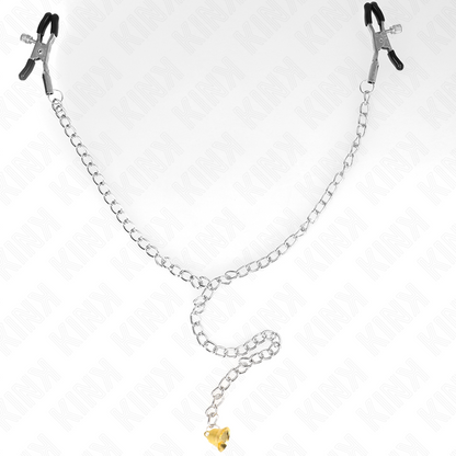 KINK - PINCES À TÉLÉTON CHAÎNE AVEC PENDENTIF CORNE 30 CM KINK NIPPLE GRIP
