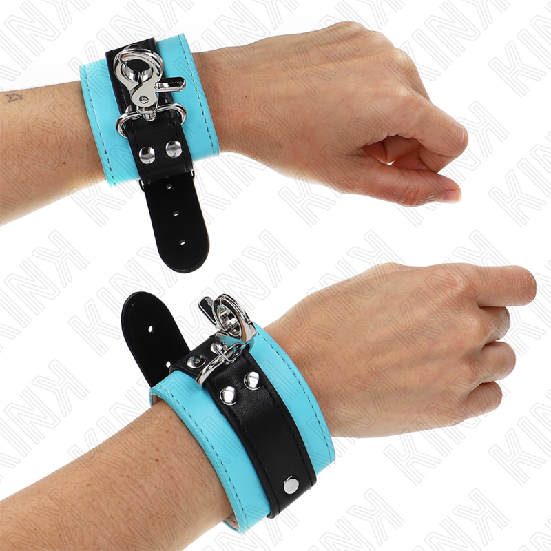 KINK - APPUI-POIGNETS VERROUILLABLES PREMIUM NOIR / BLEU RÉGLABLE 21-28 CM X 5,5 CM KINK WRIST RESTRAINT