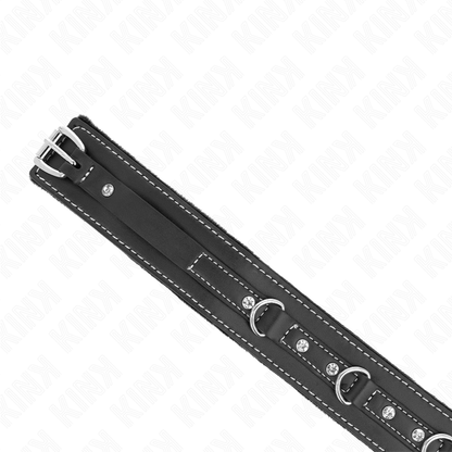 KINK - COLLIER EN CUIR PVC AVEC CEINTURE 105 CM RIVET STRASS 41,5 X 4 CM KINK COLLAR & GAG