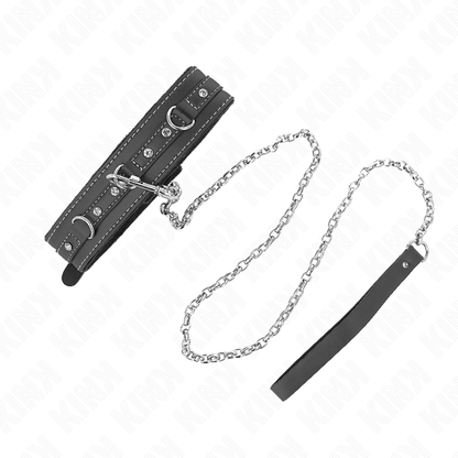 KINK - COLLIER EN CUIR PVC AVEC CEINTURE 105 CM RIVET STRASS 41,5 X 4 CM KINK COLLAR & GAG