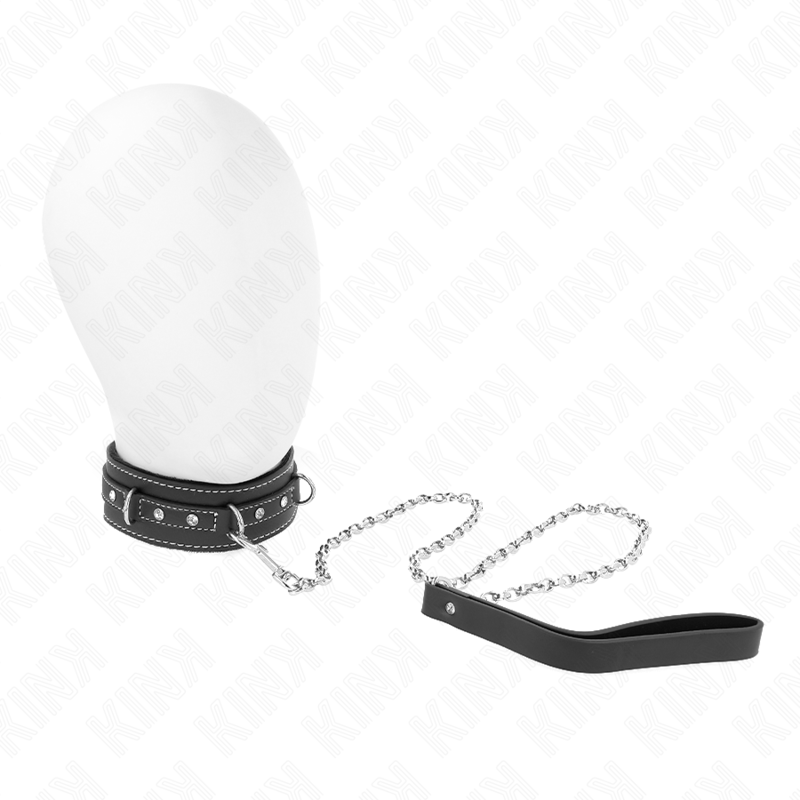 KINK - COLLIER EN CUIR PVC AVEC CEINTURE 105 CM RIVET STRASS 41,5 X 4 CM KINK COLLAR & GAG