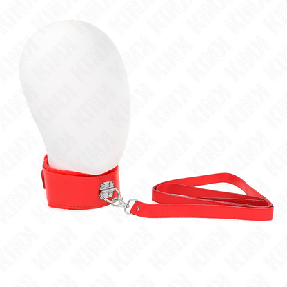 KINK - COLLIER AVEC LAISSE 116 CM AVEC CLOUS ARGENTÉS MODÈLE 4 ROUGE AJUSTABLE 40-48 CM X 6 CM KINK COLLAR & GAG