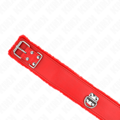 KINK - COLLIER AVEC LAISSE 116 CM AVEC CLOUS ARGENTÉS MODÈLE 4 ROUGE AJUSTABLE 40-48 CM X 6 CM KINK COLLAR & GAG