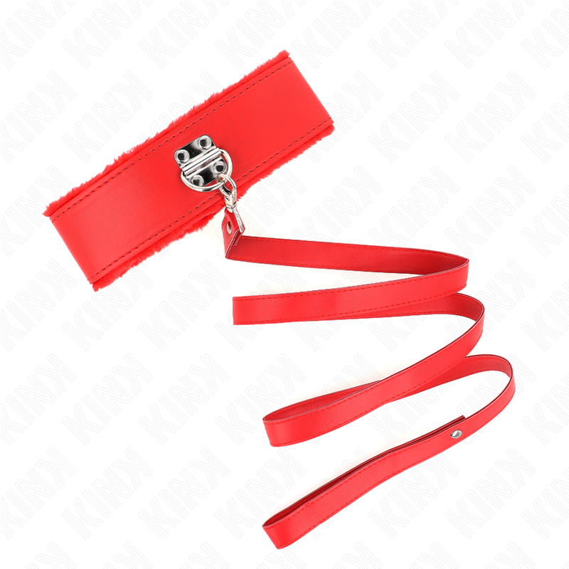 KINK - COLLIER AVEC LAISSE 116 CM AVEC CLOUS ARGENTÉS MODÈLE 4 ROUGE AJUSTABLE 40-48 CM X 6 CM KINK COLLAR & GAG