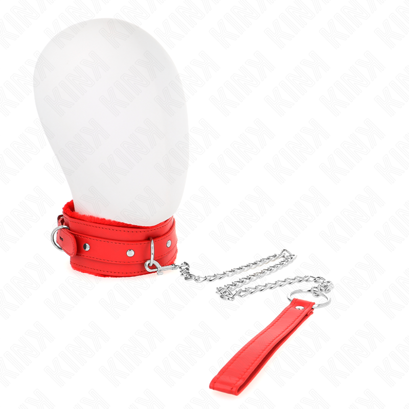 KINK - COLLIER AVEC LAISSE 65 CM AVEC RESTRICTIONS ROUGE 36-42 CM X 5,5 CM KINK COLLAR & GAG