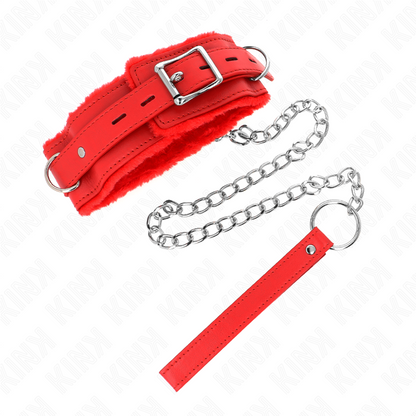 KINK - COLLIER AVEC LAISSE 65 CM AVEC RESTRICTIONS ROUGE 36-42 CM X 5,5 CM KINK COLLAR & GAG