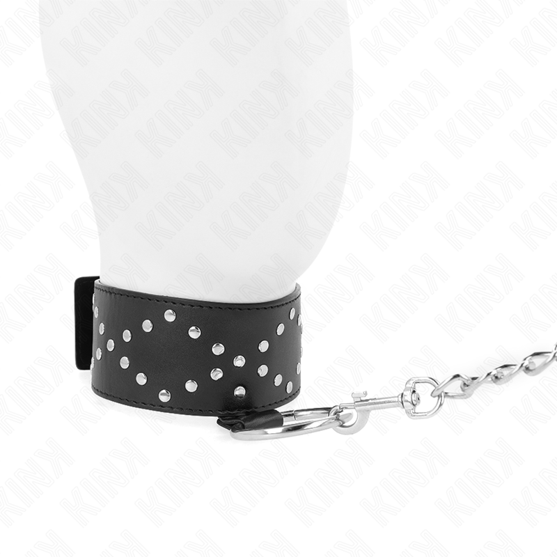 KINK - COLLIER 65 CM AVEC LAISSE AVEC CLOUS ARGENTÉS MODÈLE 3 RÉGLABLE 36-43 CM X 5 CM KINK COLLAR & GAG