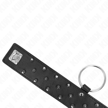 KINK - COLLIER AVEC LAISSE 65 CM AVEC CLOUS ARGENTÉS MODÈLE 5 RÉGLABLE 36-43 CM X 5 CM KINK COLLAR & GAG