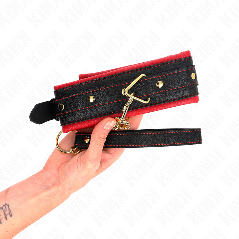 KINK - COLLIER AVEC LAISSE EN TISSU UNI AJUSTABLE 33-48 CM X 5,7 CM KINK COLLAR & GAG