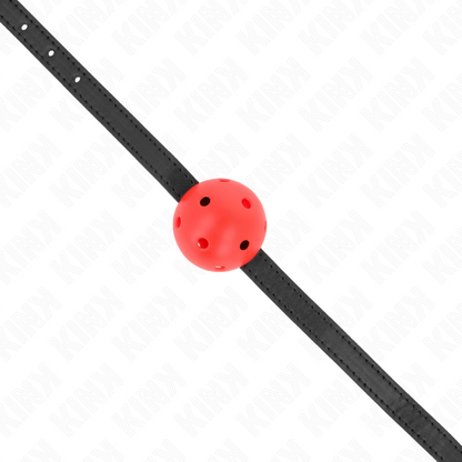 KINK - BÂILLON À BOULE SIMPLICITÉ ROUGE RESPIRANT 4,5 CM 62 x 1,5 CM KINK COLLAR & GAG