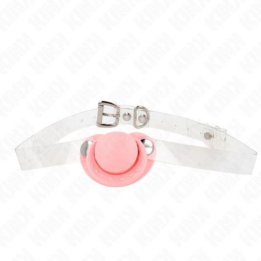 KINK - GAG EN FORME DE SUCETTE ROSE 5,5 x 4 CM AJUSTABLE 43-60 CM KINK COLLAR & GAG