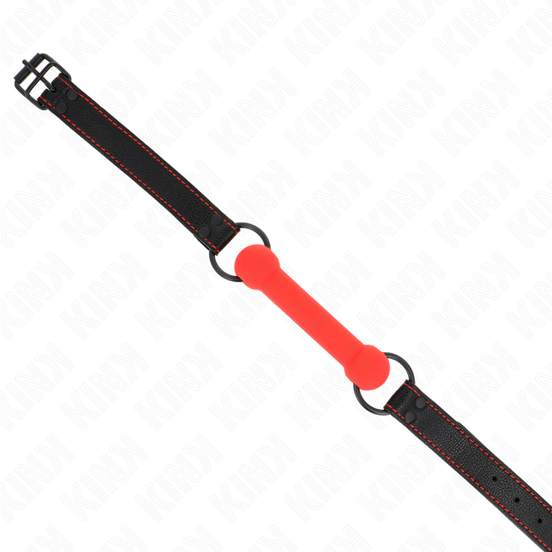 KINK - GAG EN OS AVEC SANGLE EN CUIRETTE ROUGE AJUSTABLE 41-57 CM KINK COLLAR & GAG