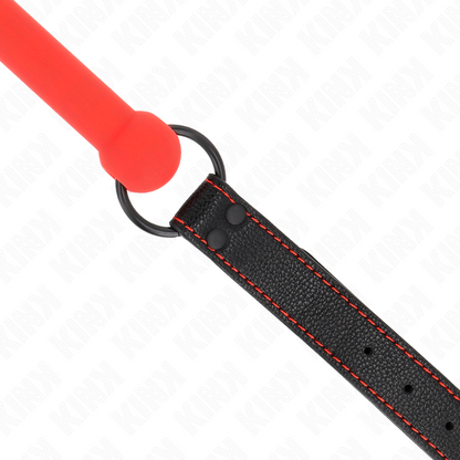 KINK - GAG EN OS AVEC SANGLE EN CUIRETTE ROUGE AJUSTABLE 41-57 CM KINK COLLAR & GAG