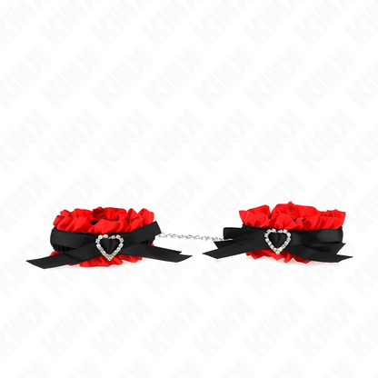 KINK - ATTENTES-POIGNETS ÉLASTIQUES EN DENTELLE DÉTAILS COEUR ROUGE RÉGLABLES 22-35 CM KINK WRIST RESTRAINT