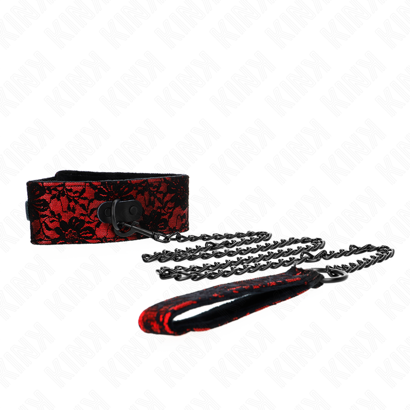 KINK - COLLIER DENTELLE AVEC CEINTURE AVEC CEINTURE EN CUIR VRAI 105 CM / 44 X 5,5 CM KINK COLLAR & GAG