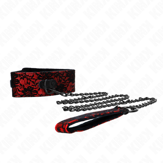 KINK - COLLIER DENTELLE AVEC CEINTURE AVEC CEINTURE EN CUIR VRAI 105 CM / 44 X 5,5 CM KINK COLLAR & GAG