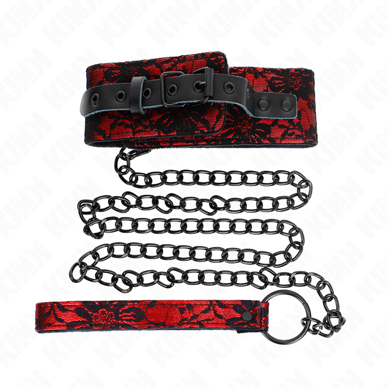KINK - COLLIER DENTELLE AVEC CEINTURE AVEC CEINTURE EN CUIR VRAI 105 CM / 44 X 5,5 CM KINK COLLAR & GAG