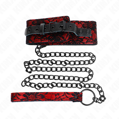 KINK - COLLIER DENTELLE AVEC CEINTURE AVEC CEINTURE EN CUIR VRAI 105 CM / 44 X 5,5 CM KINK COLLAR & GAG