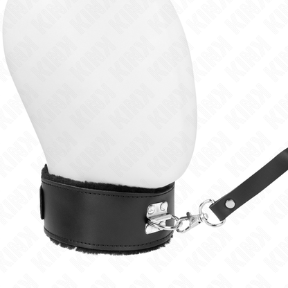 KINK - COLLIER AVEC CEINTURE 116 CM AVEC BRACELET EN CUIR NOIR AJUSTABLE 40-48 CM X 6 CM KINK COLLAR & GAG