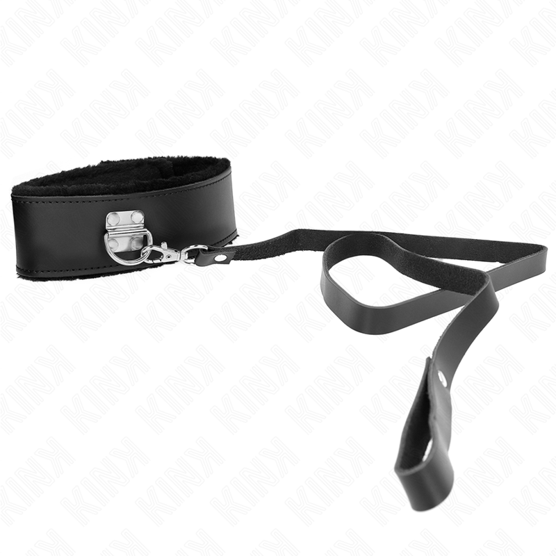 KINK - COLLIER AVEC CEINTURE 116 CM AVEC BRACELET EN CUIR NOIR AJUSTABLE 40-48 CM X 6 CM KINK COLLAR & GAG