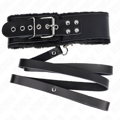 KINK - COLLIER AVEC CEINTURE 116 CM AVEC BRACELET EN CUIR NOIR AJUSTABLE 40-48 CM X 6 CM KINK COLLAR & GAG
