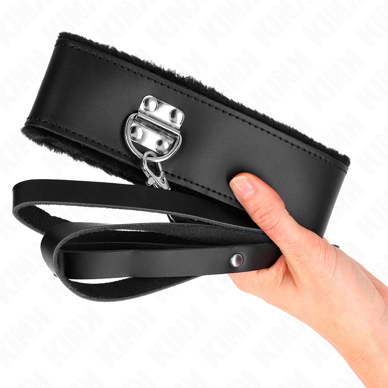 KINK - COLLIER AVEC CEINTURE 116 CM AVEC BRACELET EN CUIR NOIR AJUSTABLE 40-48 CM X 6 CM KINK COLLAR & GAG