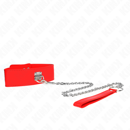 KINK - COLLIER AVEC CEINTURE 65 CM AVEC LARGE BRACELET ROUGE AJUSTABLE 33,5-41 CM X 5 CM KINK COLLAR & GAG